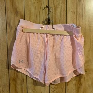 Under Armour pink workout shorts with liner